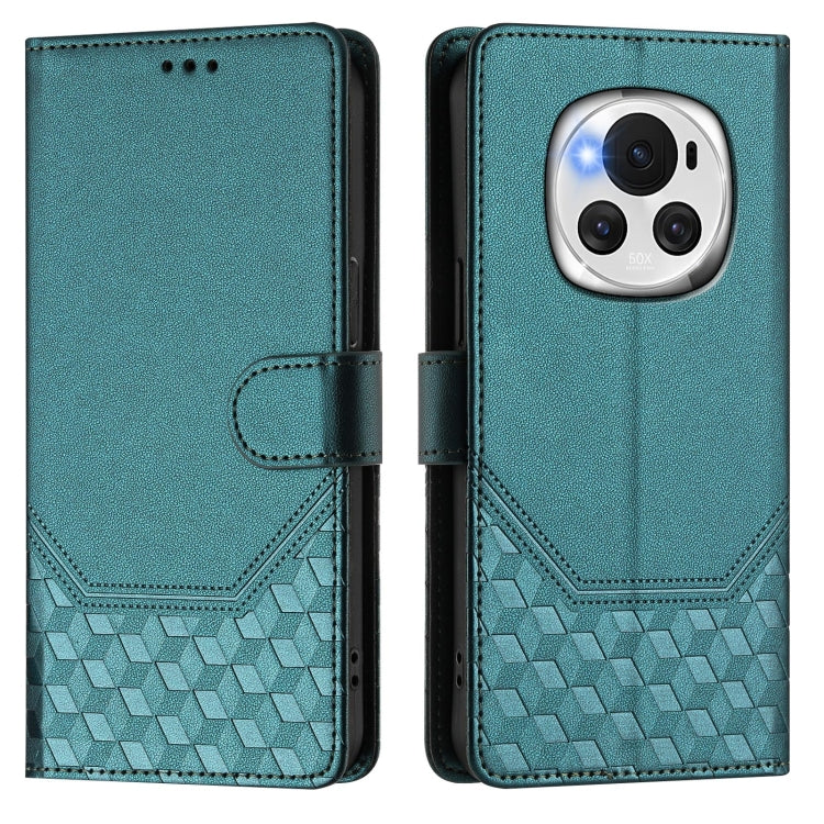 For Honor Magic6 5G Honeycomb Embossing RFID Leather Phone Case
