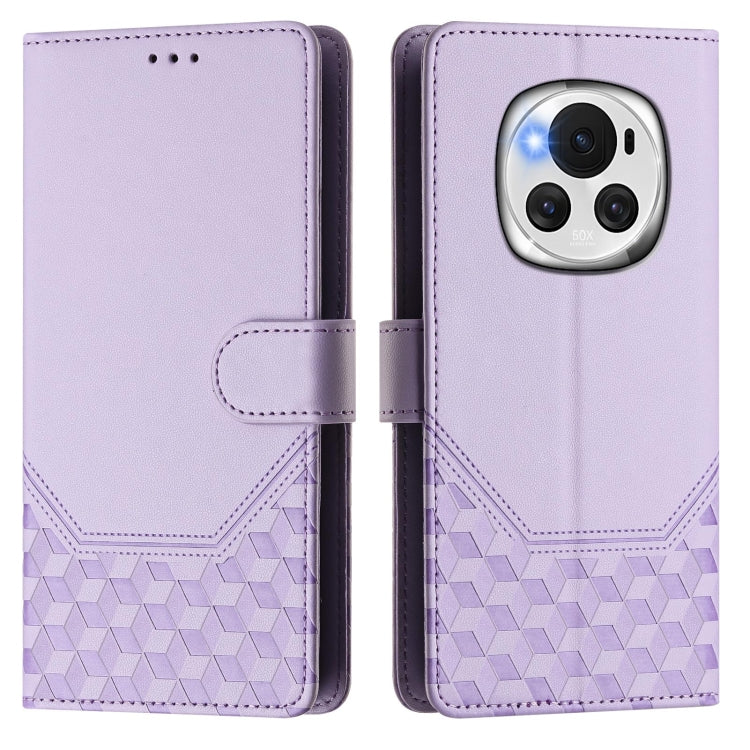 For Honor Magic6 5G Honeycomb Embossing RFID Leather Phone Case