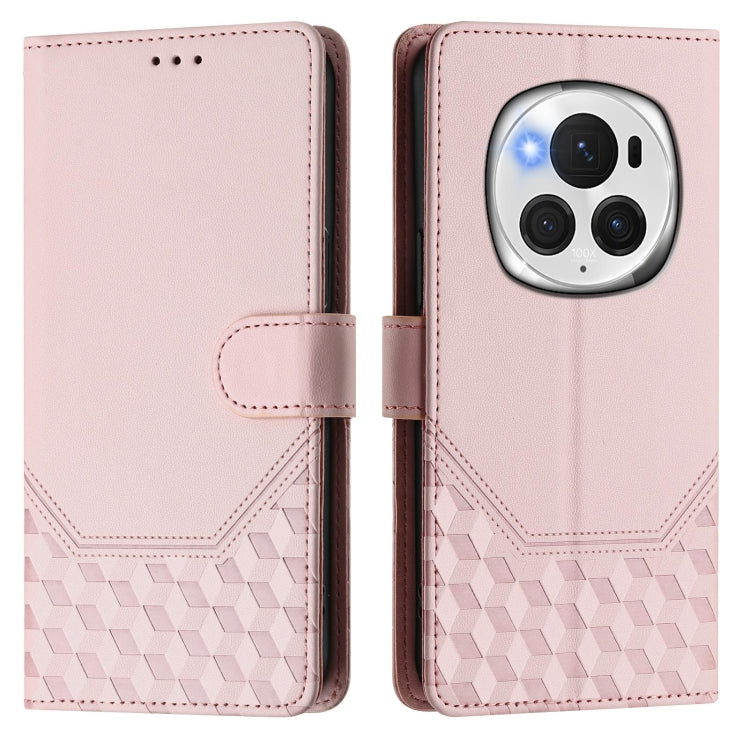 For Honor Magic6 Pro 5G Honeycomb Embossing RFID Leather Phone Case