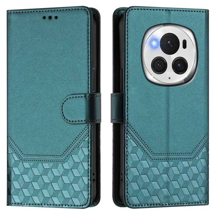 For Honor Magic6 Pro 5G Honeycomb Embossing RFID Leather Phone Case