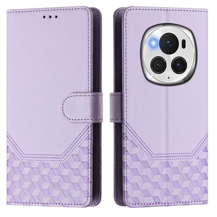 For Honor Magic6 Pro 5G Honeycomb Embossing RFID Leather Phone Case