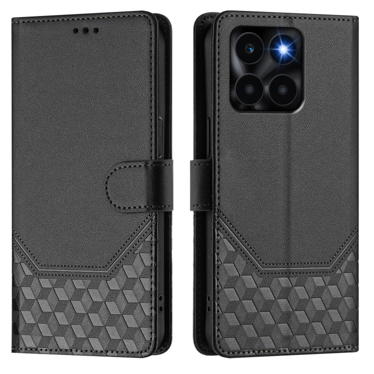 For Honor X6a 4G Honeycomb Embossing RFID Leather Phone Case