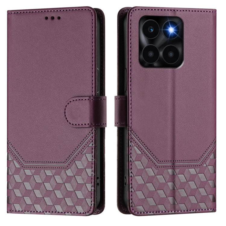 For Honor X6a 4G Honeycomb Embossing RFID Leather Phone Case