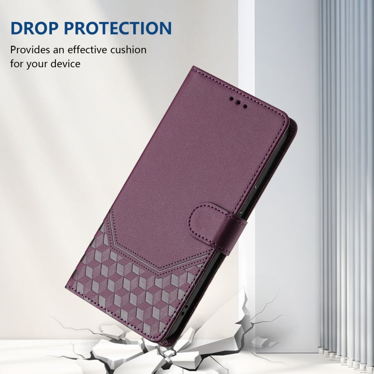 For Honor X6a 4G Honeycomb Embossing RFID Leather Phone Case