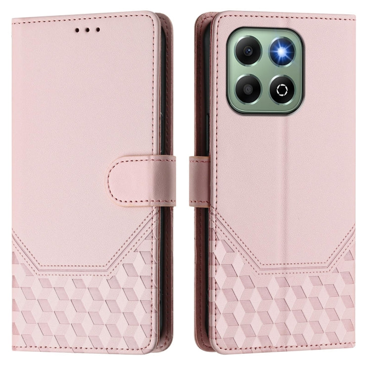 For Honor X6b Honeycomb Embossing RFID Leather Phone Case