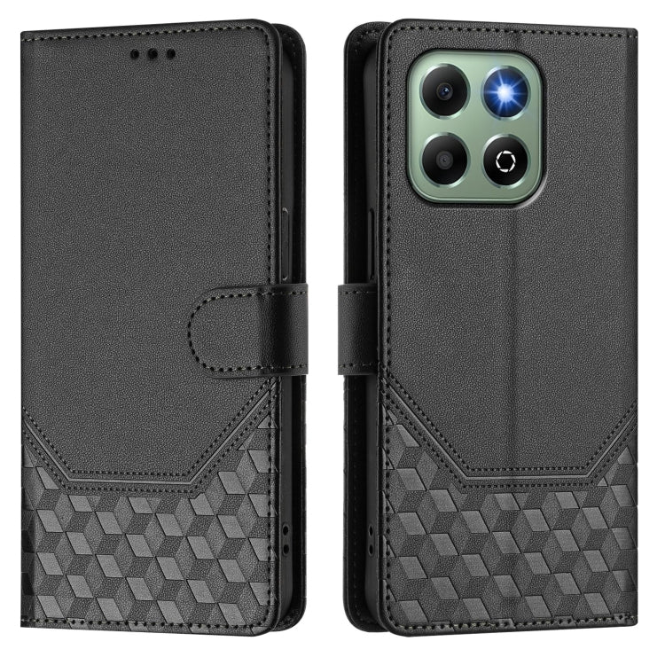 For Honor X6b Honeycomb Embossing RFID Leather Phone Case