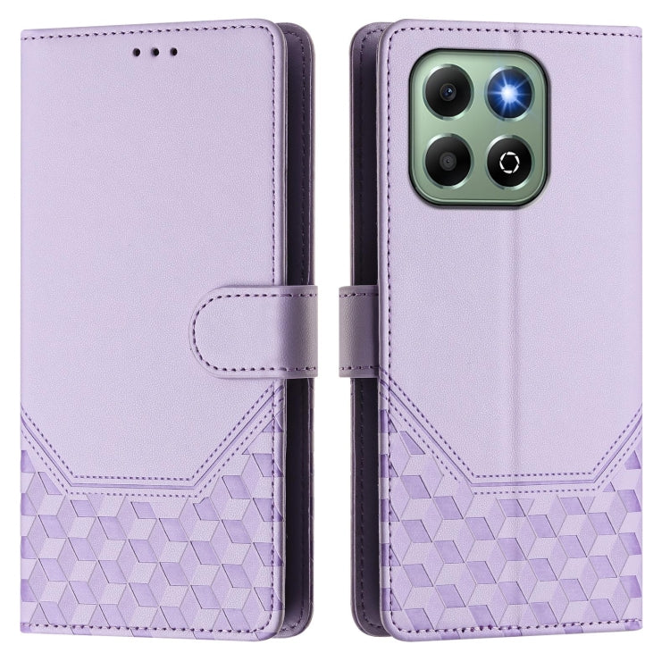 For Honor X6b Honeycomb Embossing RFID Leather Phone Case
