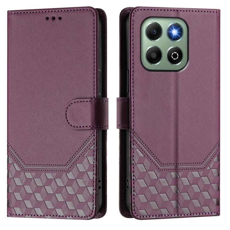 For Honor X6b Honeycomb Embossing RFID Leather Phone Case