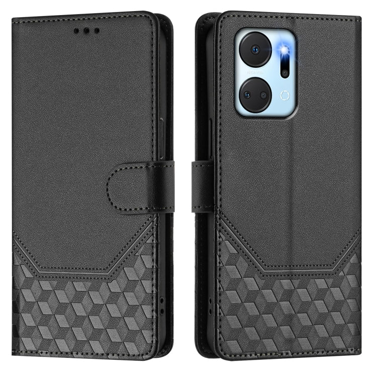 For Honor X7a 4G / Play 7T 5G Honeycomb Embossing RFID Leather Phone Case