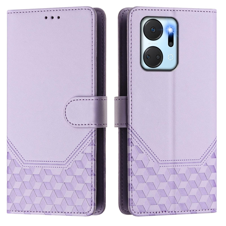 For Honor X7a 4G / Play 7T 5G Honeycomb Embossing RFID Leather Phone Case