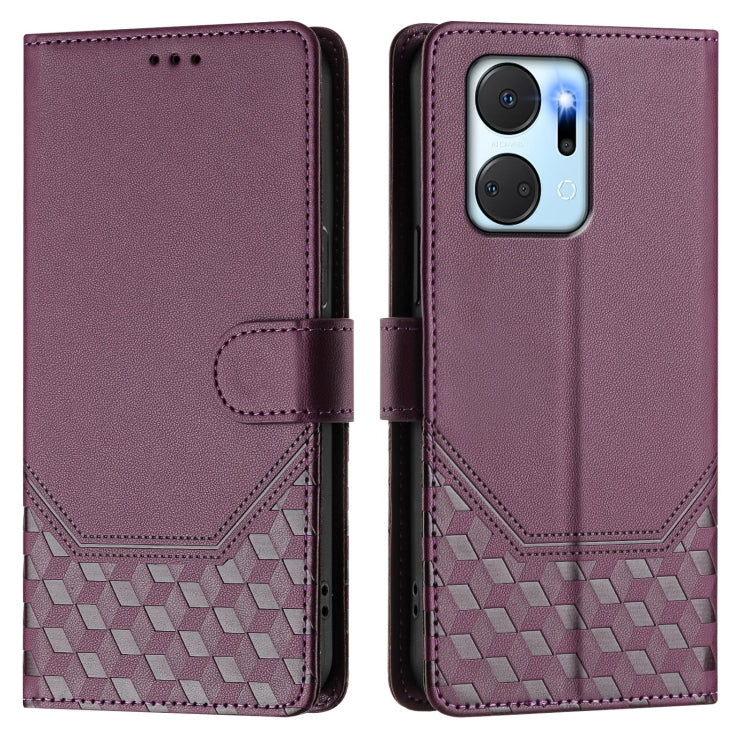 For Honor X7a 4G / Play 7T 5G Honeycomb Embossing RFID Leather Phone Case