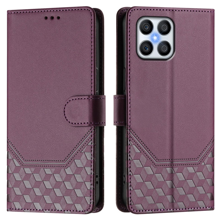 For Honor 70 Lite 5G Honeycomb Embossing RFID Leather Phone Case