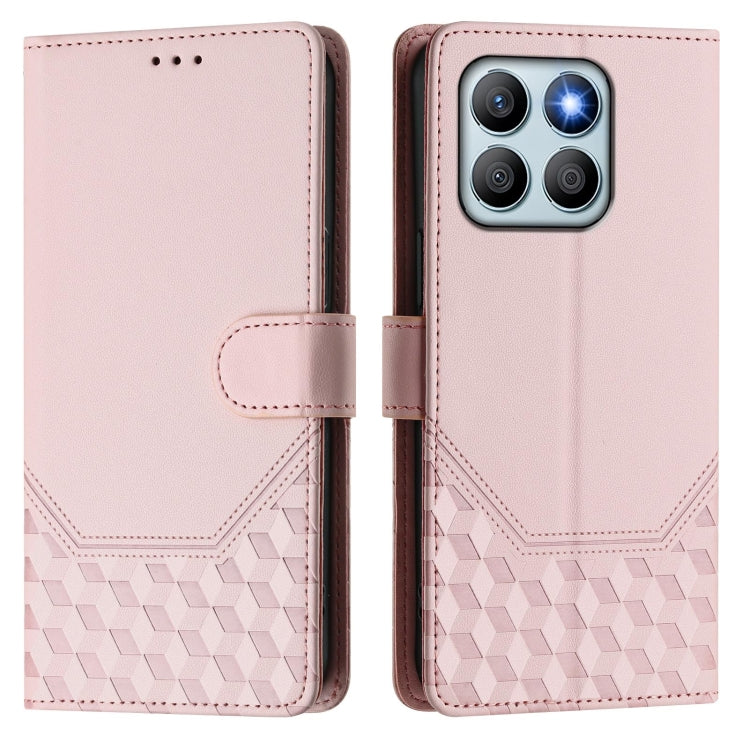 For Honor X8b 4G Honeycomb Embossing RFID Leather Phone Case