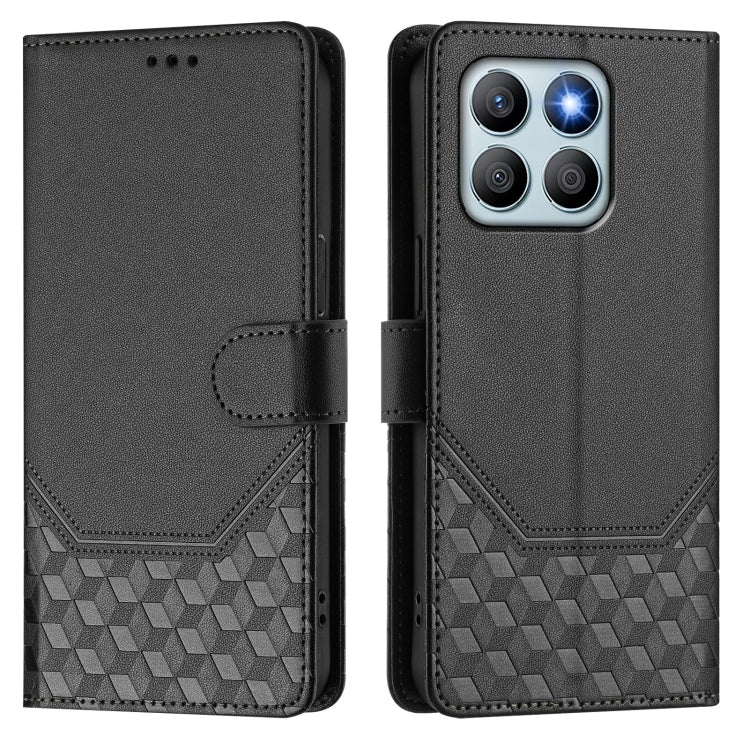 For Honor X8b 4G Honeycomb Embossing RFID Leather Phone Case