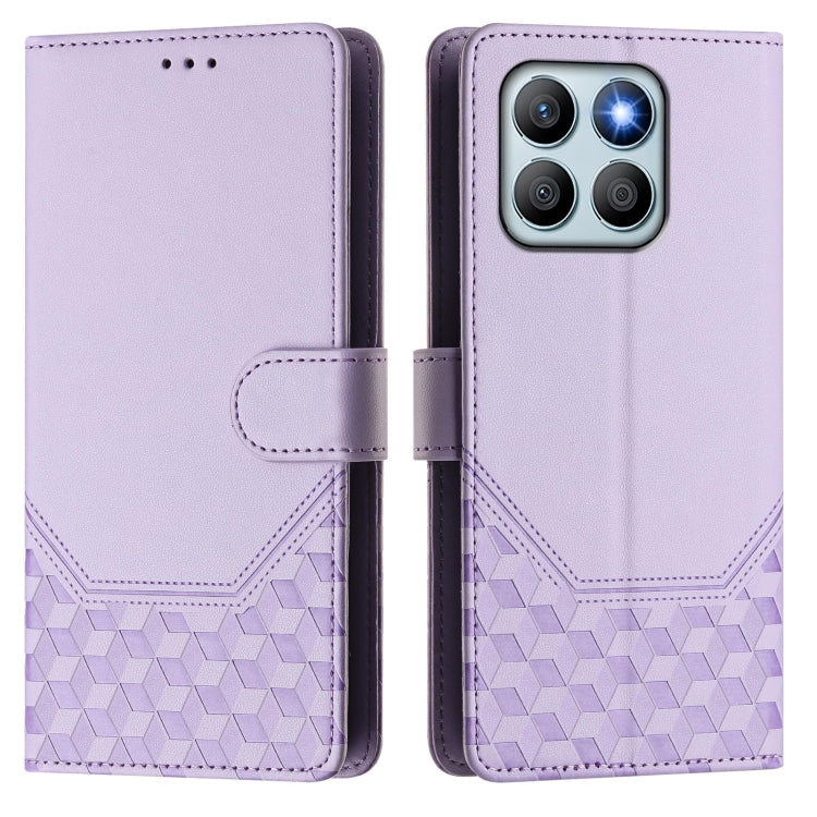 For Honor X8b 4G Honeycomb Embossing RFID Leather Phone Case
