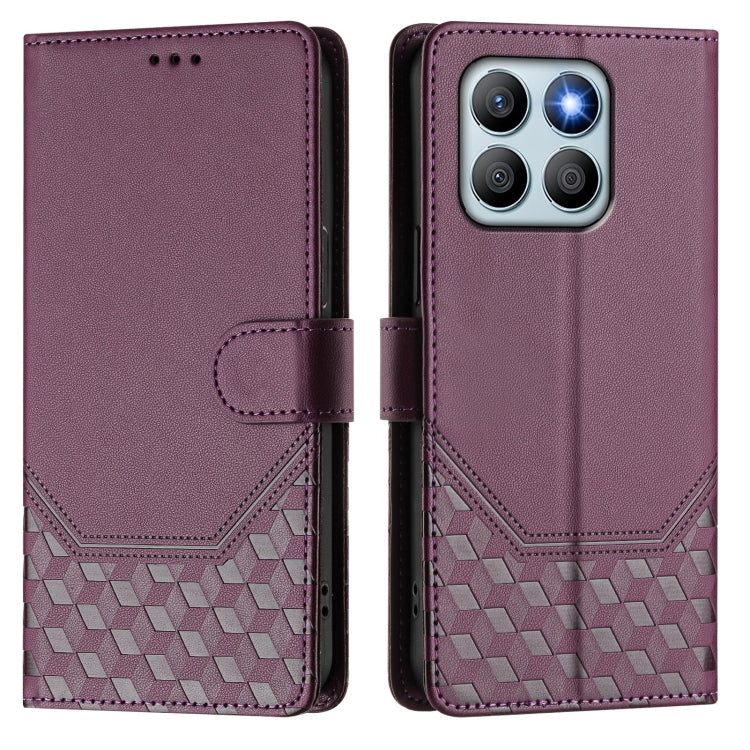 For Honor X8b 4G Honeycomb Embossing RFID Leather Phone Case