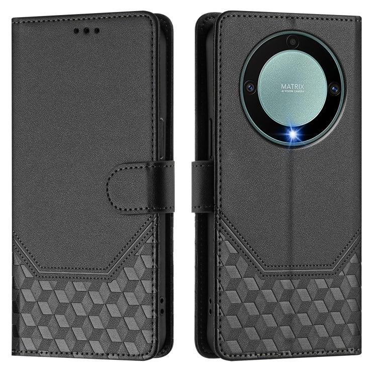 For Honor X40 5G / X9a 5G / Magic5 Lite Honeycomb Embossing RFID Leather Phone Case
