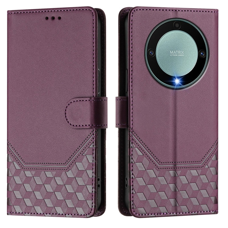 For Honor X40 5G / X9a 5G / Magic5 Lite Honeycomb Embossing RFID Leather Phone Case