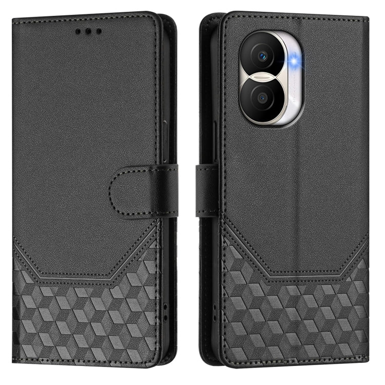 For Honor X40i 5G Honeycomb Embossing RFID Leather Phone Case