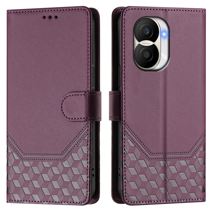 For Honor X40i 5G Honeycomb Embossing RFID Leather Phone Case