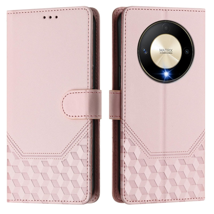 For Honor X9b 5G / Magic6 Lite 5G Honeycomb Embossing RFID Leather Phone Case