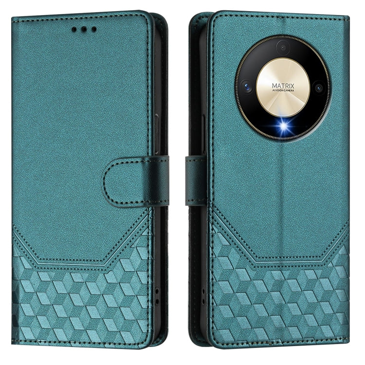 For Honor X9b 5G / Magic6 Lite 5G Honeycomb Embossing RFID Leather Phone Case