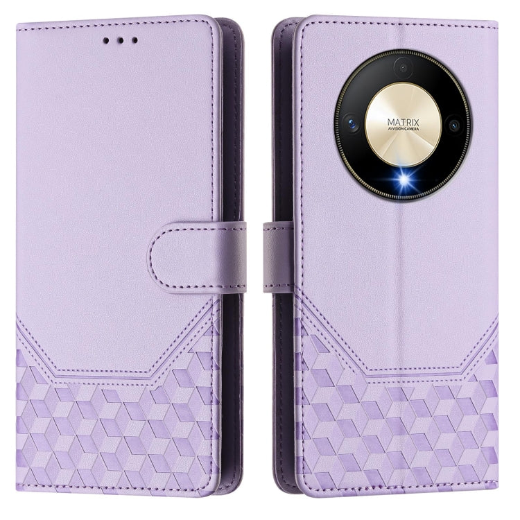 For Honor X9b 5G / Magic6 Lite 5G Honeycomb Embossing RFID Leather Phone Case