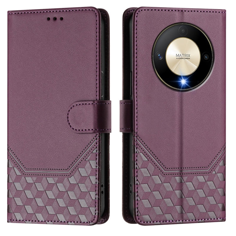 For Honor X9b 5G / Magic6 Lite 5G Honeycomb Embossing RFID Leather Phone Case