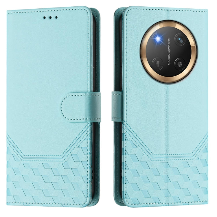 For Honor X9c 5G Honeycomb Embossing RFID Leather Phone Case