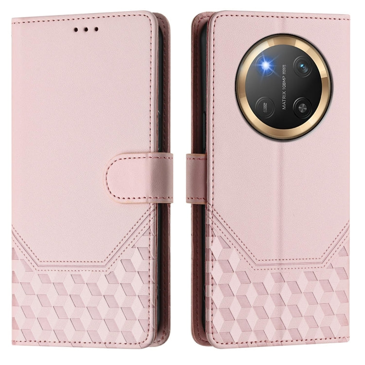 For Honor X9c 5G Honeycomb Embossing RFID Leather Phone Case