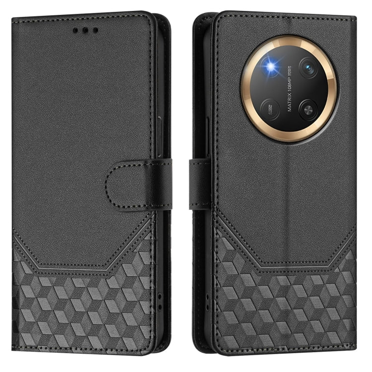 For Honor X9c 5G Honeycomb Embossing RFID Leather Phone Case
