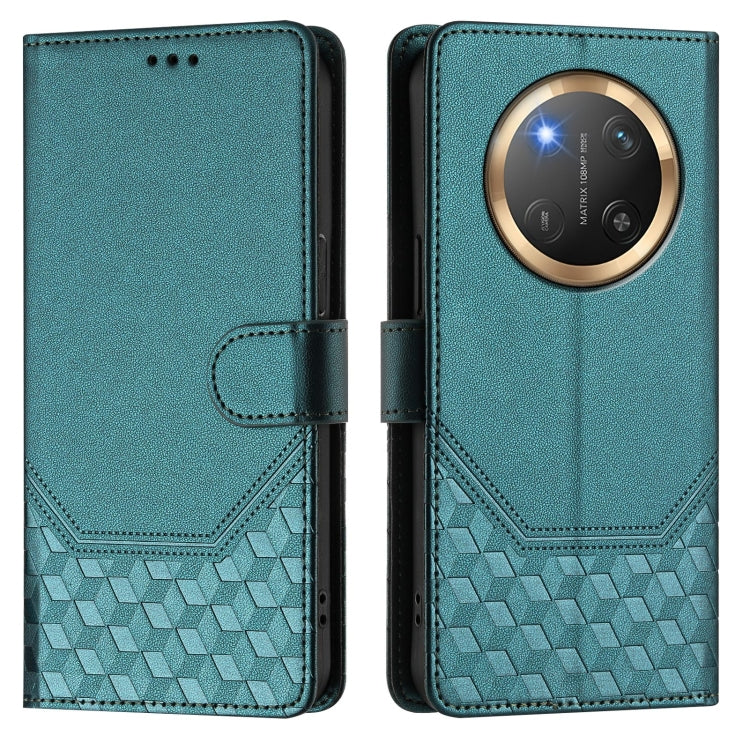 For Honor X9c 5G Honeycomb Embossing RFID Leather Phone Case