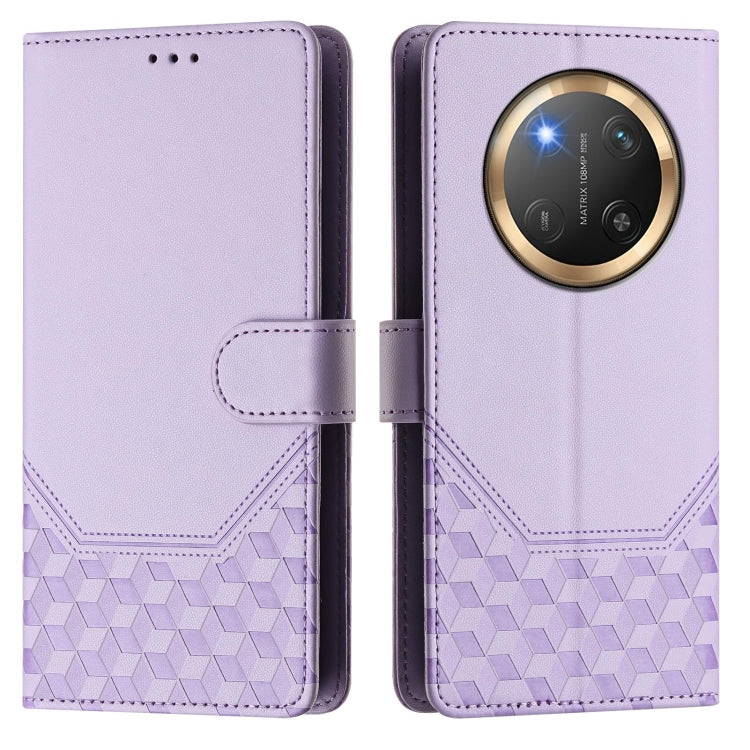 For Honor X9c 5G Honeycomb Embossing RFID Leather Phone Case