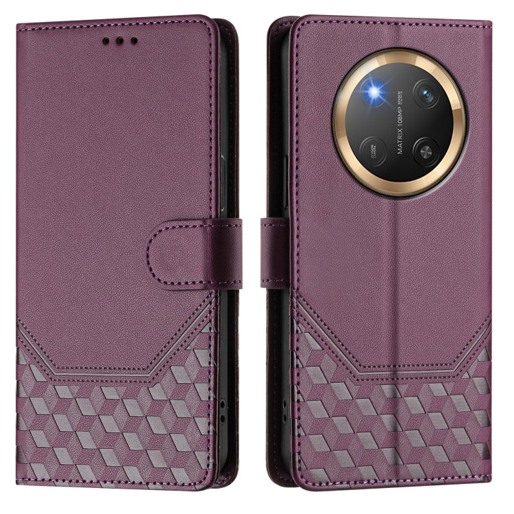 For Honor X9c 5G Honeycomb Embossing RFID Leather Phone Case