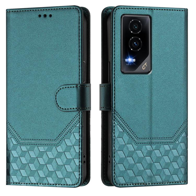 For Honor GT Honeycomb Embossing RFID Leather Phone Case