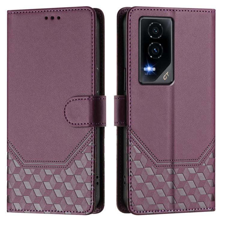 For Honor GT Honeycomb Embossing RFID Leather Phone Case