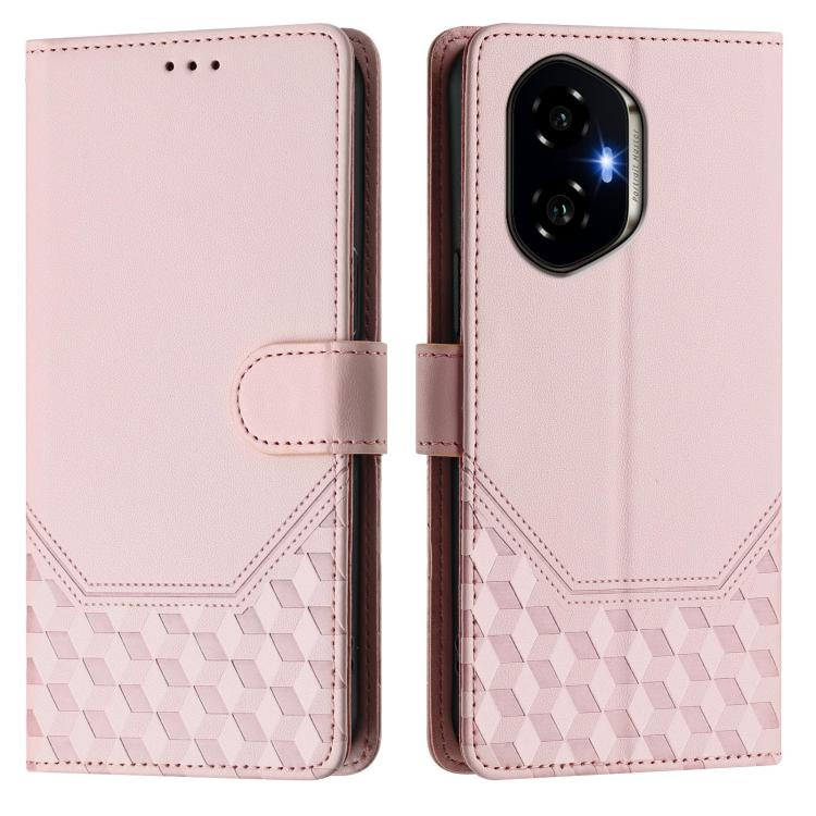 For Honor 300 5G Honeycomb Embossing RFID Leather Phone Case