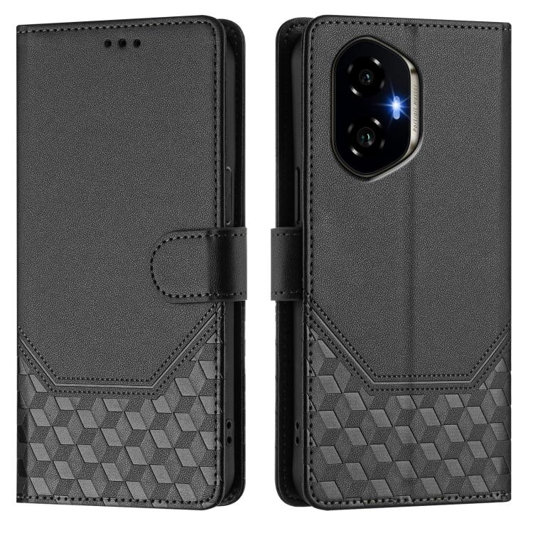 For Honor 300 5G Honeycomb Embossing RFID Leather Phone Case