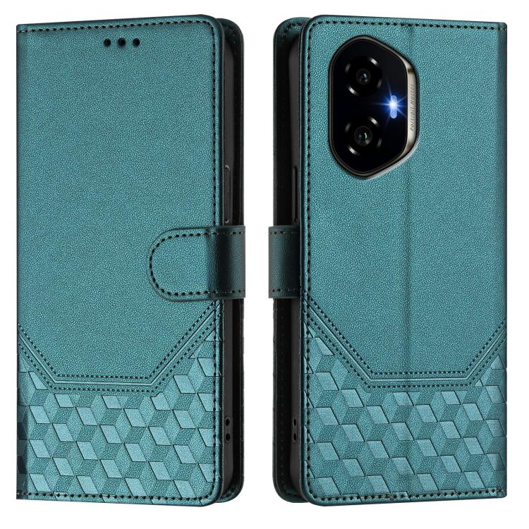 For Honor 300 5G Honeycomb Embossing RFID Leather Phone Case