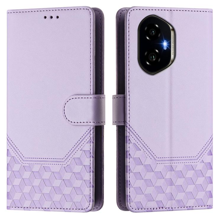 For Honor 300 5G Honeycomb Embossing RFID Leather Phone Case