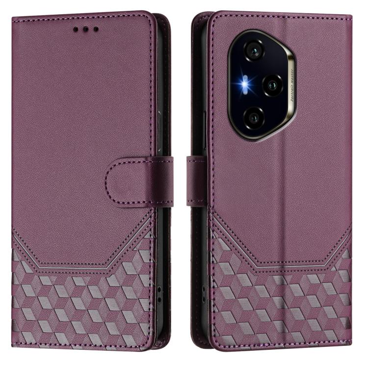 For Honor 300 Pro 5G / 300 Ultra 5G Honeycomb Embossing RFID Leather Phone Case