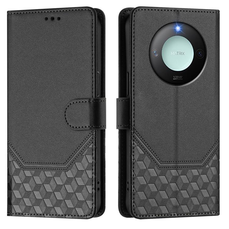 For Honor X9c Smart 5G Honeycomb Embossing RFID Leather Phone Case
