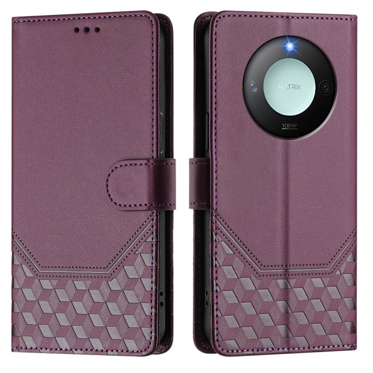 For Honor X9c Smart 5G Honeycomb Embossing RFID Leather Phone Case