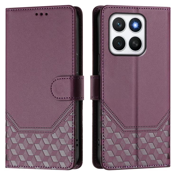 For Honor X8c 4G Honeycomb Embossing RFID Leather Phone Case
