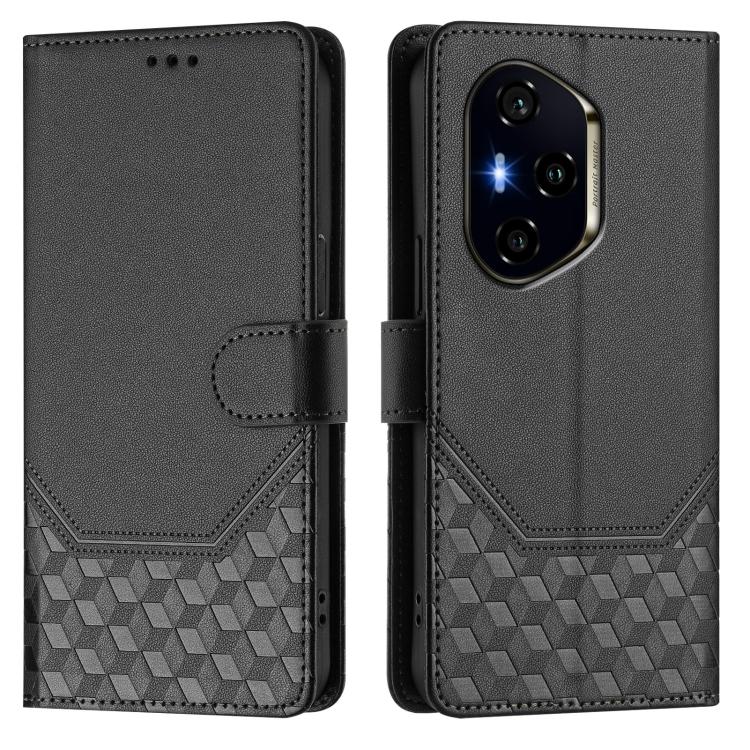 For Honor 400 Global 156.5mm Honeycomb Embossing RFID Leather Phone Case