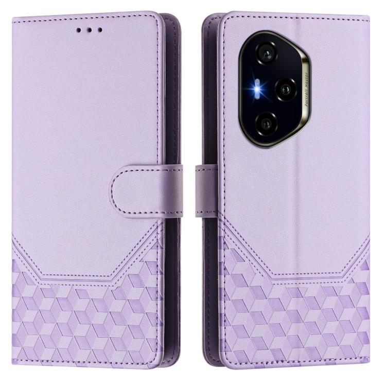 For Honor 400 Global 156.5mm Honeycomb Embossing RFID Leather Phone Case