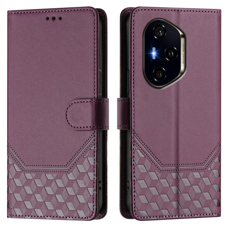 For Honor 400 Global 156.5mm Honeycomb Embossing RFID Leather Phone Case