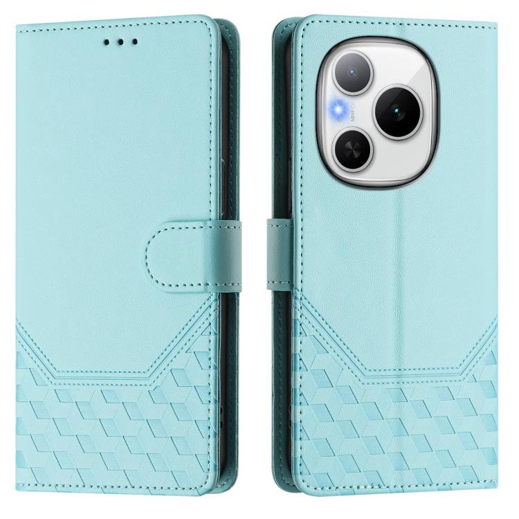 For Honor Power 5G Honeycomb Embossing RFID Leather Phone Case