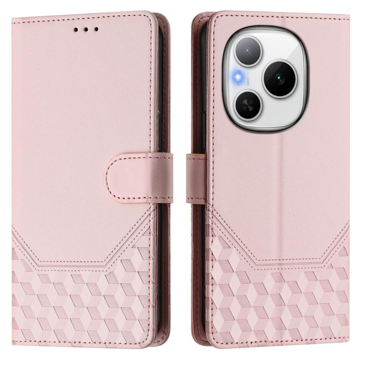 For Honor Power 5G Honeycomb Embossing RFID Leather Phone Case