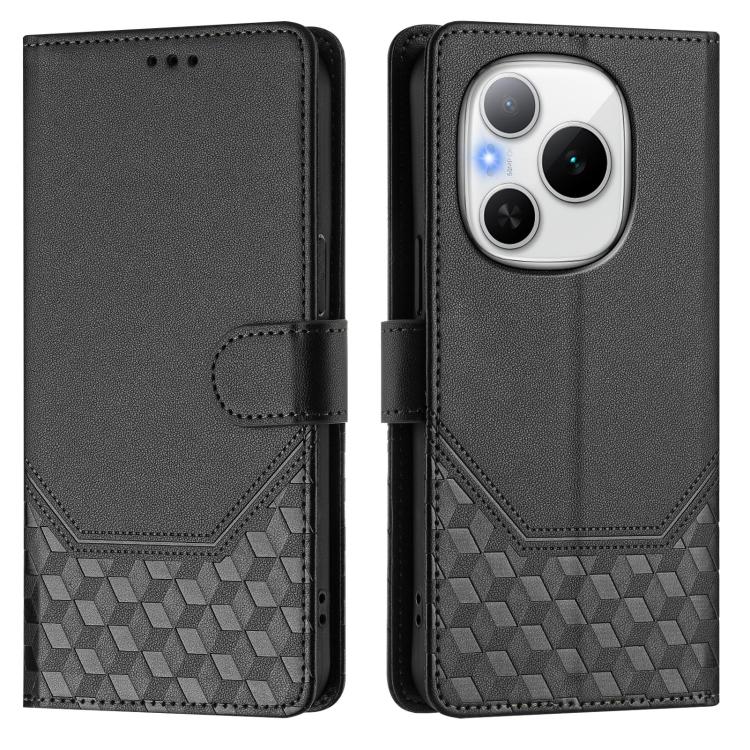 For Honor Power 5G Honeycomb Embossing RFID Leather Phone Case
